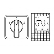 CS010011S; Реверсивные переключатели для управления трехфазным двигателем (1-0-2); 3 FAZ 10 A 60°