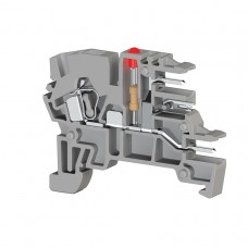 Клеммник пружинный с 2-х ряд. разъёмом, с индикацией 24 VDC, на DIN-рейку, 2,5 мм.кв., (серый); PCY 2,5EL