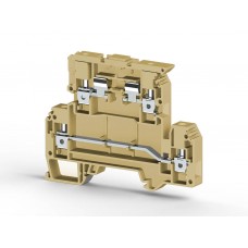 Клеммник 2-х ярусный с держ. предохр. (5х20, 5х25) на DIN-рейку, 4 мм.кв., (бежевый); AVK 4FS
