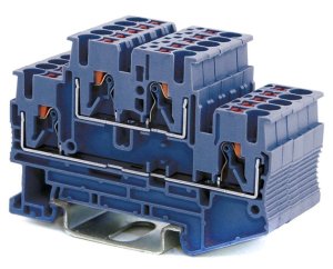 Клеммник на DIN-рейку двухуровневый (Push-in) 2,5 мм.кв. (синий); PFT 2,5 2P