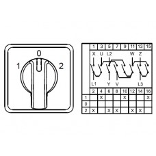 CS020019S; Переключатели управления трёхфазным двухобмоточным двигателем (1-0-2); 3 FAZ 20 A 60°