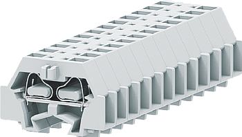 1-1 концевая проходная клемма с боковым подключением с крепёжными фланцами серии 241, светло-серая