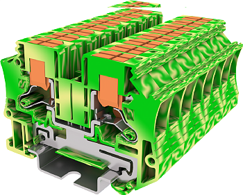 TPV6-2-PE Клемма TP 1-1 проходная боковой ввод, с заземл., Push-in, сеч.6мм2, желт-зел.