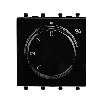 Механизм управления вентиляторами модульный, "Avanti", "Черный квадрат", 2 модуля