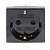 Розетка силовая 2Р+Е, со шторками, «Viva», 2 мод., цвет черный