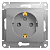GLOSSA РОЗЕТКА с заземлением со шторками, 16А, механизм, АЛЮМИНИЙ