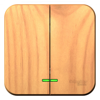 BLANCA О/У 2-клавишный ВЫКЛЮЧАТЕЛЬ (сх.5) с подсв.ИЗОЛ.ПЛ,10А,250В, ЯСЕНЬ