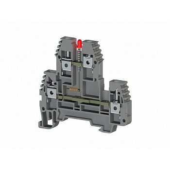 Клеммник 2-х ярусный, 4 мм.кв., с индикацией 24 VDC, (серый); PIK4 NLD 24VDC