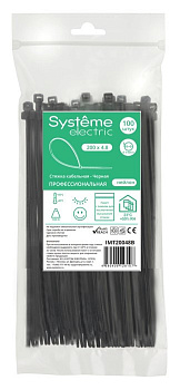 Стяжка кабельная нейлоновая 200х4.8 Чёрная (100шт) в пакете с замком ЗИП-ЛОК