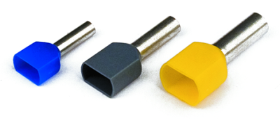 Наконечник-гильза двойная 8 мм с изолир.фланцем 1,00 кв.мм желтый (НШВИ2)