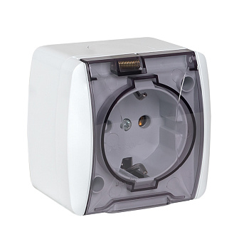 Владивосток Розетка 1-местная 16А с заземлением с прозрачной крышкой IP54 EKF Владивосток Розетка 1-местная 16А с заземлением с прозрачной крышкой IP54 EKF