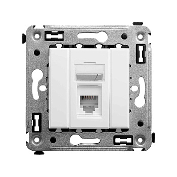 Телефонная розетка RJ-12 в стену одинарная, "Avanti", "Белое облако"