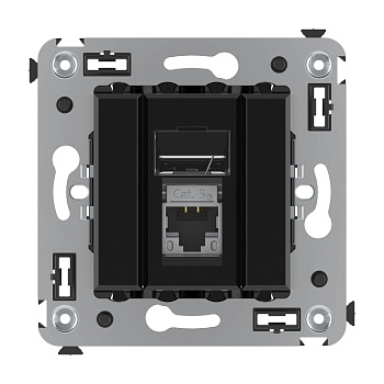 Компьютерная розетка RJ-45 в стену, кат.5e одинарная экранированная, "Avanti","Черный квадрат"