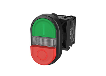 Двухпозиционный кнопочный переключатель с подсветкой, 12V, AC/DC, плоский верх и низ, красн./зел.