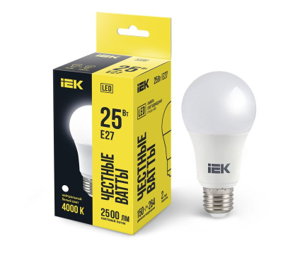 Лампа LED A80 шар 25Вт 230В 4000К E27 IEK