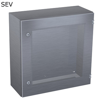 Шкаф компактный распределительный из нержавеющей стали с обзорной дверью
