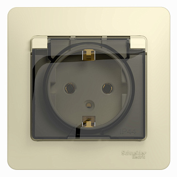 GLOSSA РОЗЕТКА с заземлением со шторками с крышкой, 16А, IP20, в сборе, БЕЖЕВЫЙ GLOSSA РОЗЕТКА с заземлением со шторками с крышкой, 16А, IP20, в сборе, БЕЖЕВЫЙ