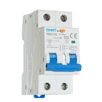Диф. авт. выкл. NB310L 2P 32A 30mA, тип A, х-ка C, 6kA (R)(CHINT)
