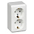 ЭТЮД О/У двойная РОЗЕТКА с заземлением без шторок 16А 250B, БЕЛЫЙ, Россия