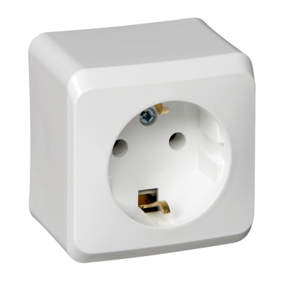 ЭТЮД О/У РОЗЕТКА с заземлением без шторок 16А 250В, БЕЛЫЙ, Россия