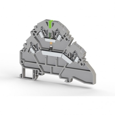 Клеммник 2-х ярусный пружинный, 2,5 мм.кв., с индикацией 48 VAC, (серый);  YBK2,5-2 FLD 48VAC