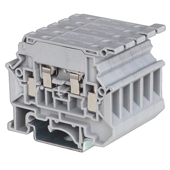 Клемма для предохранителя, винтовой зажим, 2 точки подключения, индикация 250В, 4 кв.мм, серая