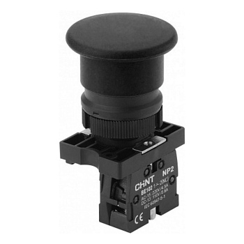 Кнопка управления "Грибок" Φ40мм（2）с самовозвратом NP2-EC22 без подсветки черная 1НЗ IP40 (CHINT)