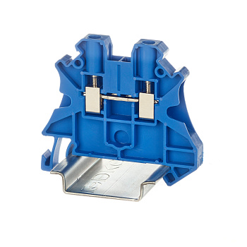 Клемма проходная, винтовой зажим, 2 точки подключения, 4 кв.мм, синяя Клемма проходная, винтовой зажим, 2 точки подключения, 4 кв.мм, синяя