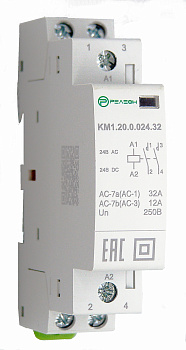 Модульный контактор 2НО контакта 32А (~/= 24В AC/DC)