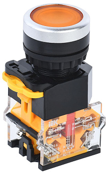 Кнопка D8-11T d=22мм 1NO+1NC с фиксацией желтая IEK