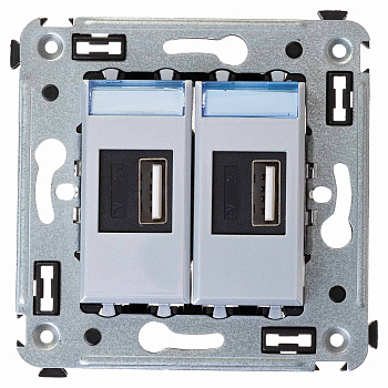 USB зарядное устройство в стену, "Avanti", "Закаленная сталь"