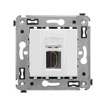 HDMI розетка одинарная в стену, тип А-А, "Avanti", "Белое облако"