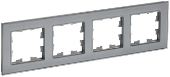 BRITE Рамка 4-мест. РУ-4-2-БрСе стекло сер. IEK