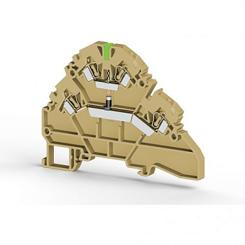 Клеммник 2-х ярусный пружинный, 2,5 мм.кв., с индикацией 48 VDC, (бежевый);  YBK2,5-2 FLD 48VDC