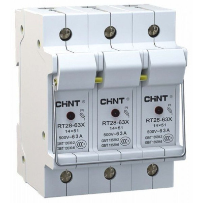 Держатель плавких вставок с индикацией  RT28-63X 14х51 3П (CHINT)