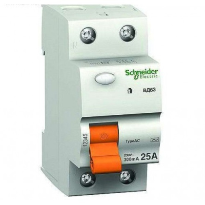 Дифференциальный выключатель нагрузки ВД63 2П 63A 30MA АС, Испания