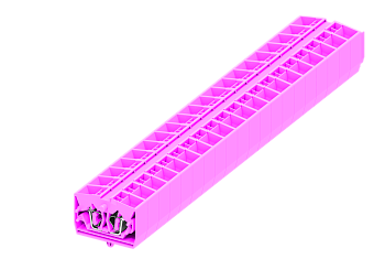 254349 Клемма TB 2-2 проходная фронт. подключение с защелк.ножками, сеч. 2.5мм2, розов.