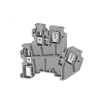 Клеммник 2-х ярусный, 4 мм.кв., винт.зажим/разъём, (серый); PIK 4FS