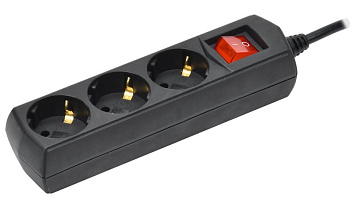 Удлинитель У03В 3 места с/з 3м 3х1мм2 10А 250В чер. GENERICA