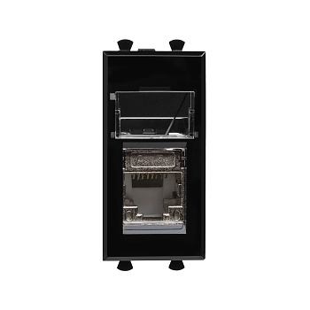 Компьютерная розетка RJ-45 модульная, кат.5е экранированная, "Avanti","Черный квадрат", 1 модуль