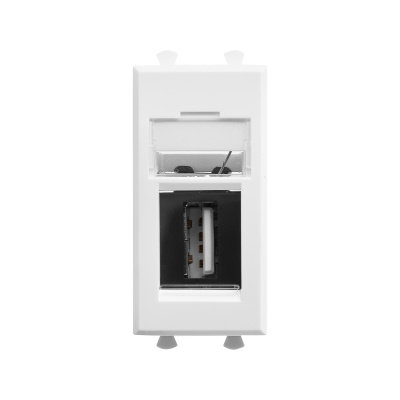 USB 2.0 розетка модульная, тип А-А, "Avanti", "Белое облако", 1 модуль