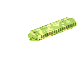 2-2 проходная клемма с боковым подключением с крепёжными фланцами серии 240, жёлто-зелён.