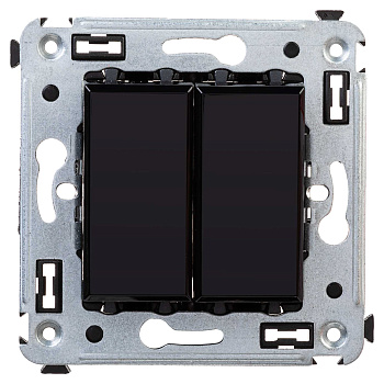 Переключатель двухклавишный в стену, "Avanti", "Черный квадрат"