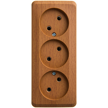 ЭТЮД О/У тройная РОЗЕТКА без заземления без шторок 16А 250В, БУК, Россия