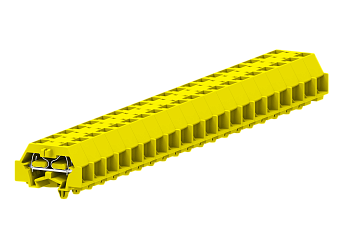 2-2 проходная клемма с боковым подключением с защёлкивающимися ножками серии 241, жёлтая