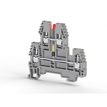 Клеммник 2-х ярусный, 2,5 мм.кв., с индикацией 48 VAC, (серый); PIK2,5 NLD 48VAC
