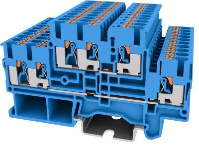 TPD2.5-3-BU Клемма TP 1-2 проходная 2-уровневая, сеч.2.5мм2, син.