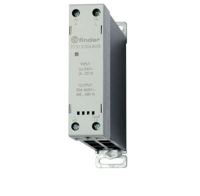Модульное твердотельное реле; выход 30А (60…440В АС); питание 24В DC; Функция "Включ.при пересечении нуля"; ширина 22.5мм; клем.контактор; степень защиты IP20; упаковка 1шт.