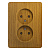 GLOSSA РОЗЕТКА двойная без заземления,16А, в сборе, ДЕРЕВО ДУБ