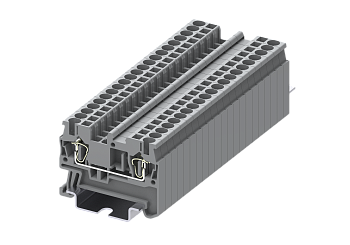 Клемма на DIN-рейку пружин. 2.5 мм2 2 конт. проход. сер.